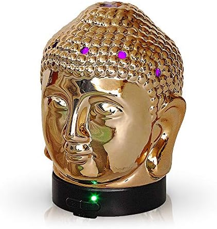 Aromar Buddha Head Essential Oil Diffuser - Ultrasonic Aromatherapy Humidifier with LED Lights, Cool Mist, Auto Shut-Off for Home, Office, Yoga, Meditation Decor - Ceramic, Zen Budha Statue, 200ml - Image 4