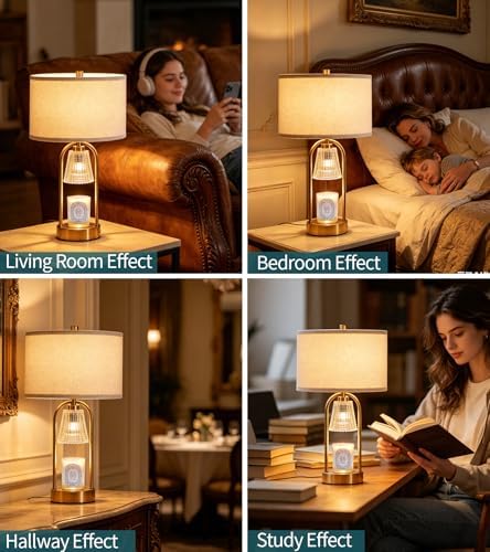 2 in 1 Large Gold Candle Warmer and Table Lamp Combo, Timer & Dimmer - Image 6