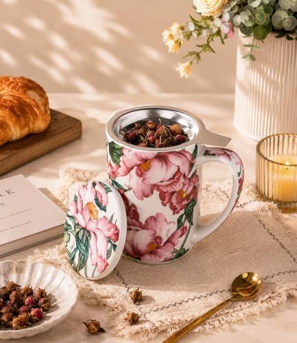 AmorArc Tea Cup With Infuser and Lid, 18oz Loose Leaf Tea Mug With Steeper - Image 2