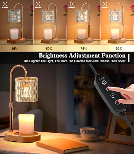 Candle Warmer Lamp Electric: Dimmable Timer Candles Warming Lamps - Height Adjustable Burner Jar - No Flame Scented Melts Wax - All Candle Jars Table Light Home Decor - Image 3