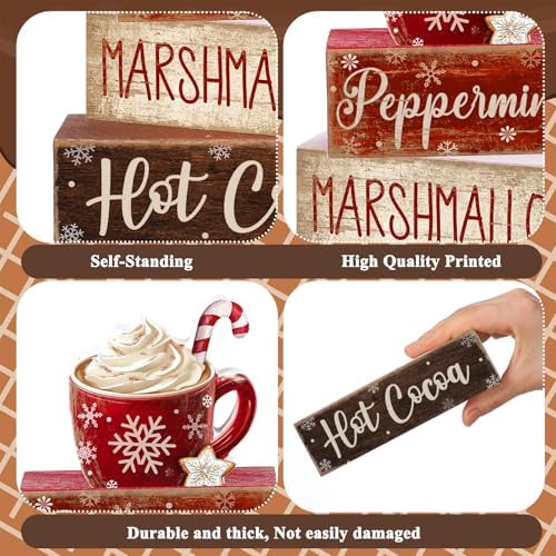 Moucuny 4 Pcs Christmas Table Decorations, Peppermint Hot Cocoa Bar Sign - Image 6