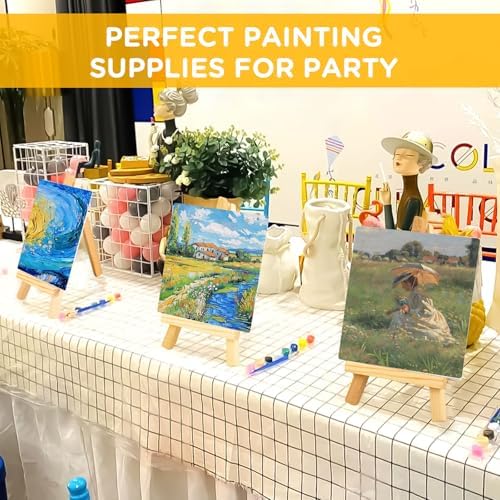 20Pack 4 x 4 Inch Mini Canvases with Easel Sets, Art Canvases Painting Kit for Kids Teenagers - Image 5