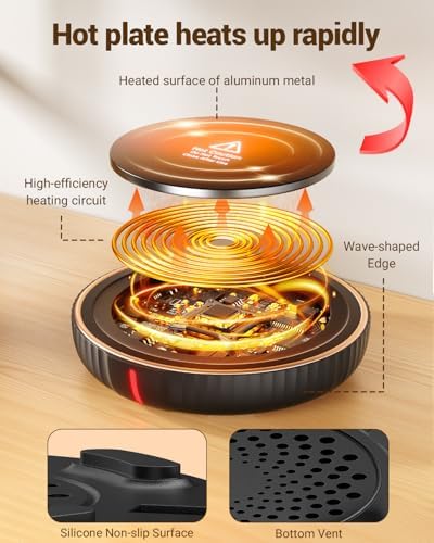 HouseGem Large Candle Warmer Plate - Coffee Cup Mug Warmer for Desk, Candle Melter, Electric Mug Heater for Beverages, Milk & Tea, Coffee Accessories Ideal Gifts Keep Cup Warm (Black) - Image 3