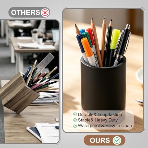 Set of 4 Modern Aesthetic Desk Accessories Organizer Set Minimalist Neutral Home Office Decor Desk Supplies for Men-Pen, Business Card Holder, Sticky Note, Paper Clip Holder (Black) - Image 6