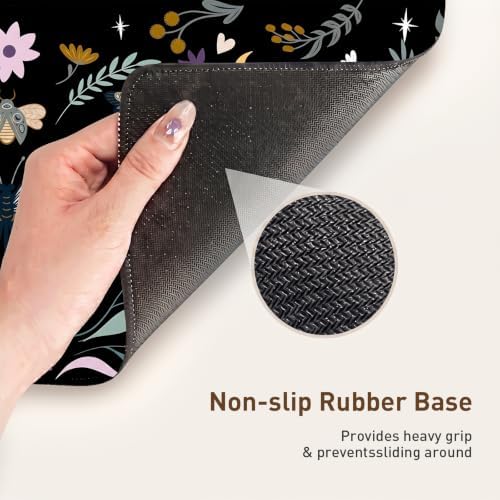 Botanical Insect Desk Mat, Vintage XXL Black Mouse Pad 35.4x15.7in - Image 5