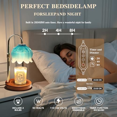 GEEZO Fragrance Candle Warmer Lamp，Electric Candle Warmer with Timer & Dimmer，Mom Christmas Birthday Gifts for Women, House Warming Gifts New Home Bedroom Decor - Image 2