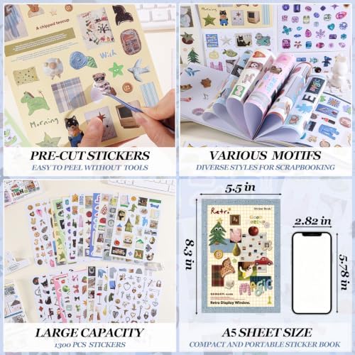 Stickers Book for Scrapbook Supplies,1300+ Vintage Stickers for DIY Crafts - Image 5