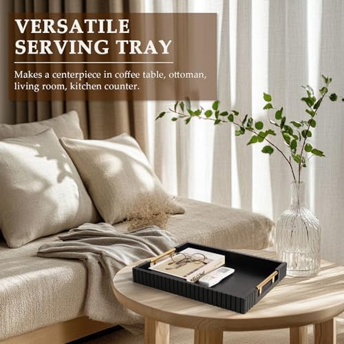 Serving Tray for Coffee Table Decor, 16.7" Decorative Ottoman Tray, Black - Image 5