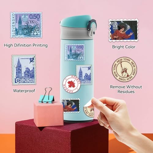 Vintage Travel Postage Stamp Stickers - World Landmarks USA Australia Brazil Waterproof Vinyl Stickers for Journal Planner Laptop Scrapbooking - Image 5