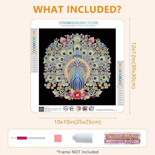 DIAMONDOUBLE Advanced Special Shape Diamond Painting Kits for Adults on Velvet Canvas, 12x12 Peacock 5D Partial Drill Diamond Art Kit for Beginners, DIY Crystal Rhinestone Mosaic Craft Wall Decor - Image 6