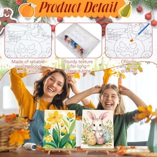 Zhanmai 72 Pcs 12 Sets Sip and Paint Kit Pre Drawn Canvas for Painting 8" x 10" Paint Party Canvas Painting Pre Printed Canvases for Party Favor DIY Virtual Adult's Date Night(Classic Style) - Image 3