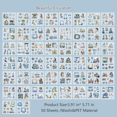 Washi Stickers for Scrapbooking Supplies,Girl Sticker Book for Journaling - Image 3