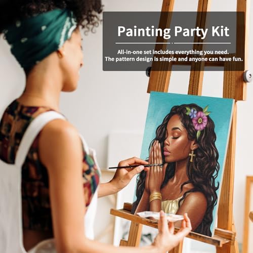 VOCHIC Canvas Painting Kit Pre Drawn Canvas for Painting for Adults Paint and Sip Party Supplies Art Set Pray Girl 8x10 Inches (Pack of 2) - Image 3
