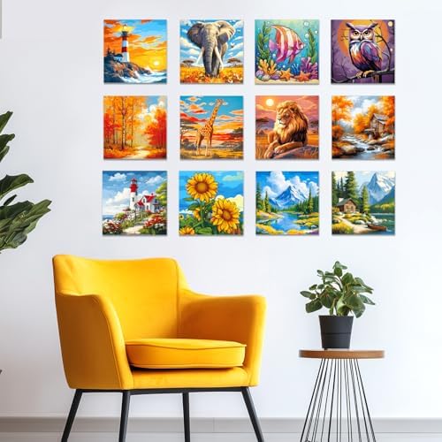 GLASSWINDS 12 Pcs Pre Drawn Canvas to Paint for Adults, 8 x 8 Inch Sip and Painting Kit Outline Canvas Art Pre Printed Canvases for Painting Canvases With Pictures to Paint Party Set(Mixed Style) - Image 7