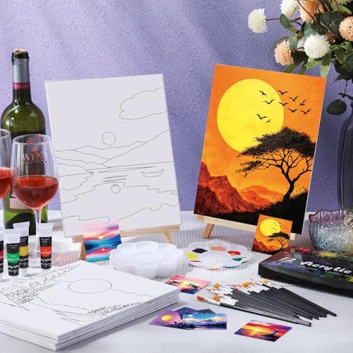 Sherr 12 Pcs Pre Drawn Canvas for Adults,Beautiful View,8 x 10 Inch - Image 4