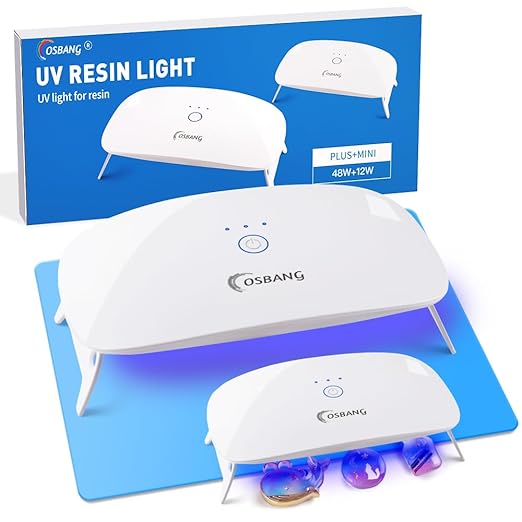 2 Pack UV Light for Resin, Large Size Foldable UV Resin Lamp and Mini Portable Light, Fast Curing and Light Weight UV Lamp, Resin Kits for Jewelry Making, DIY Craft