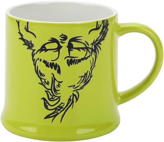 Bioworld The Grinch Upside-Down Character 16 Oz Wax Resistant Green Ceramic Mug