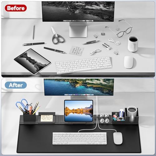 KDD Desk Pad Mat Set, 6 in 1 Mouse Mat with Magnetic Desktop Storage Accessories DIY Feature for Phone and Tablet Stand/Cup Holder/Pen Card Holder/Cable Management for Home Office Accessories - Image 6