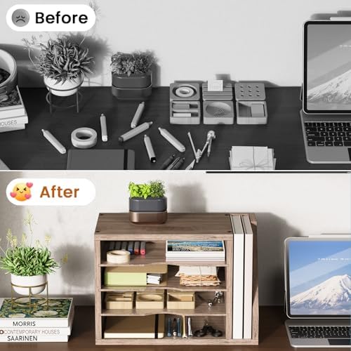Wooden Mail Organizer, Desk Organizer with 3 Adjustable Shelves - Image 6