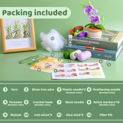 Crochet Kit, Crochet Kit for Beginners, Butterfly Orchid Knitting Kit - Image 2