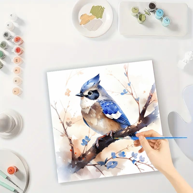 TAOPAOLAB Blue Jay Digital Painting Kit for Adults - DIY Blue Jay Bird Oil Painting on Canvas 7.87x7.87in, Framed Acrylic Paint Kit, Good for Beginners, Art for Home Decor or Gift - Image 3
