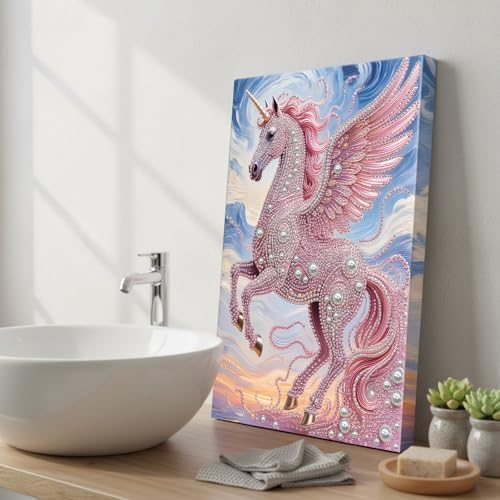 LQCrafK DIY Pearl Art Painting Handcraft Kit for Adults Beginners, Creative Design, Healing Stress-Relieving Home Wall Decoration, with Framed Painting and Tools-Pink Horse-1 - Image 3