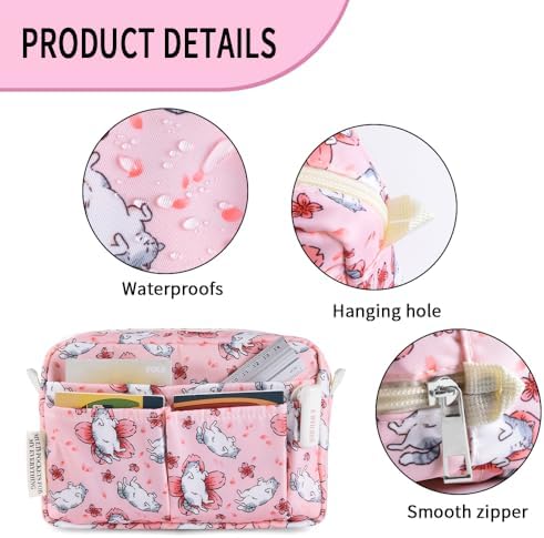 Multiple Pockets Portfolio Organizer with Zipper,Makeup Bag Pencil Pouch - Image 5