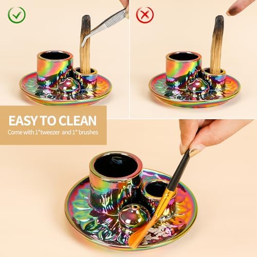 Ceramic Palo Santo and Sage Incense Holder, Colorful - Image 3