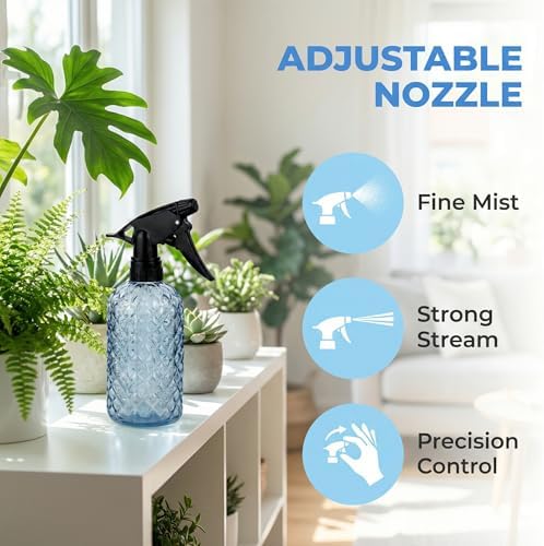 Glass Plant Mister Spray Bottle, 12 oz Adjustable Nozzle Watering Can - Image 3