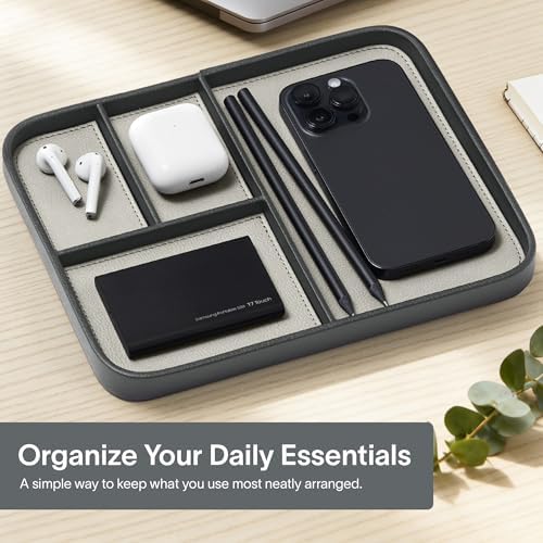 Nordik Leather Valet Tray - Medium EDC Tray - Sahara Gray 9.5 x 7.9 in - Image 2