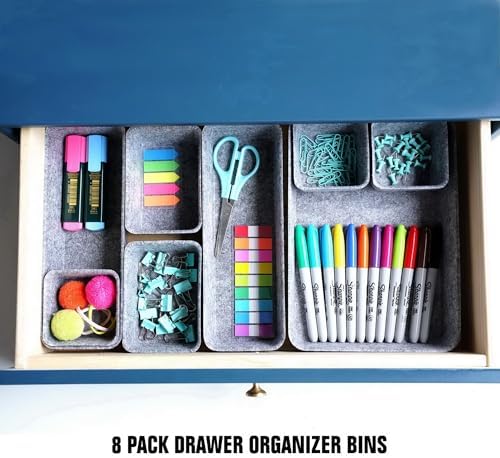 Welaxy Desk Drawer organizers tray Felt storage bins aesthetics room décor for home office dorm closet decluttering minimalist lifestyle (Gray) - Image 4