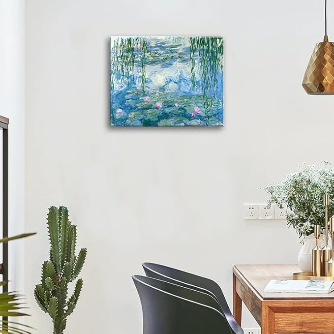 weiyiart Claude Monet Wall Art - Water Lilies Painting - Impressionist Oil Paintings Classic Art Reproductions - Canvas Prints Wall Art for Home Decor Unframed (12x15inches/30x38cm)
