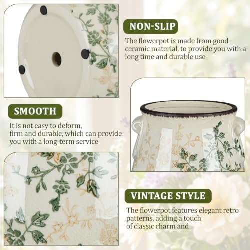 Ceramic Scroll Planter 6.5 Inch, Greenish Brown - Image 3