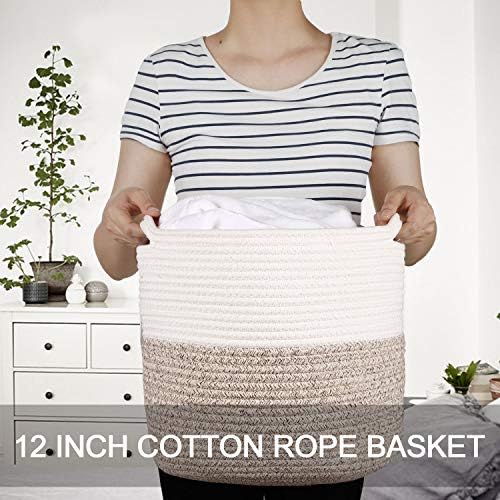 Woven Cotton Rope Plant Basket for 11 Pot (12" x 12", Khaki) - Image 6