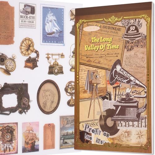 YagCu Junk Journal Sticker Book, Retro Era Washi Stickers, Pre-Cut Ephemera Scrapbook Supplies for Adults, Journaling and Scrapbooking Materials, Decorative Bullet Planner DIY Arts Craft by YagCu