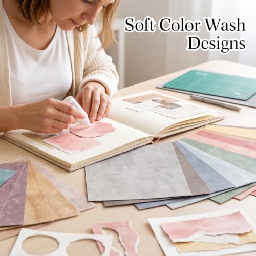 Scrapbook Paper Color Wash Decorative Craft Paper Pack Watercolor Patterned Sheets for Card Making Journaling Collage Decoupage Party Decor Invitations DIY Gift Projects - Image 6
