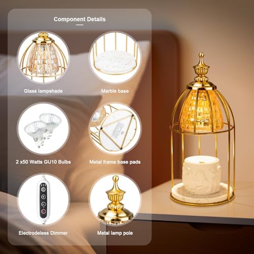 Electric Candle Warmer Lamp in Vintage Birdcage Design with Timer & Dimmer - Image 6