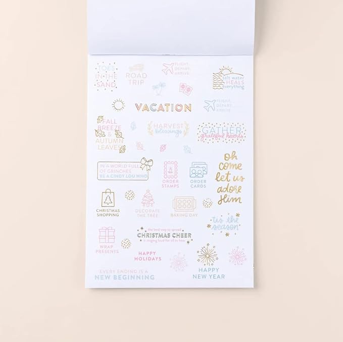 Home Planner Sticker Book 2nd Ed | Pack of 15 | 766 Total Stickers | Assorted Sizes | 5x7 Sheets of Stickers | Gold Foil Stamping | Fun Stickers for Home Planners, Journals and More