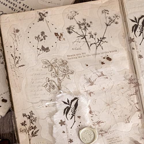 Alideco 120pcs Scrapbook Stickers Vintage Plants and Flowers Scrapbooking Junk Journal Crafts Embelishment Decoration Stickers (menglonghuacao) - Image 7