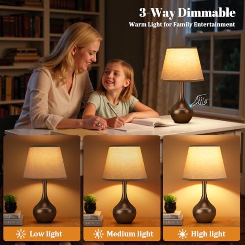 16.1" Touch Table Lamp for Nightstand, 3 Way Dimmable Small Bedroom Lamp - Image 2
