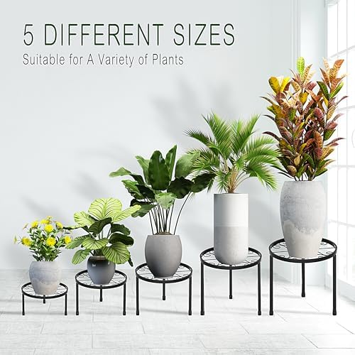 CADANI 5 Pack Metal Plant Stands for Outdoor Indoor, Anti-Rust Iron Flower Pot Stand, Heavy Duty Plant Pot Stand for Multiple Plant, Decoration Racks for Home, Patio & Garden - Image 2