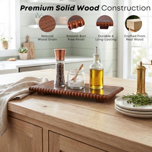 Beaded Wood Risers 12" Rustic Display Stand for Boho Decor(Rustic Walnut) - Image 2