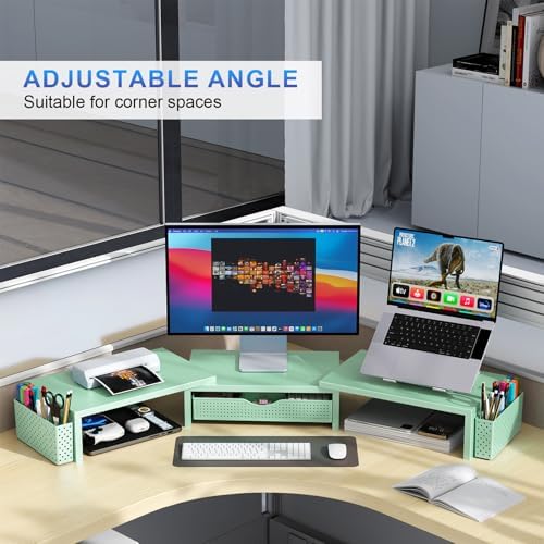 gianotter Dual Monitor Stand Riser With Drawer and 2 Pen Holders - Image 3