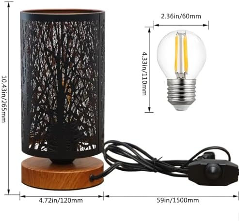 Small Industrial Table Lamps Dimmable, Bedside Lamps for Nightstand,End Table Side Desk lamp with Rustic Black Metal Cage Lampshade for Bedroom, Kids Room Living Room - Image 4