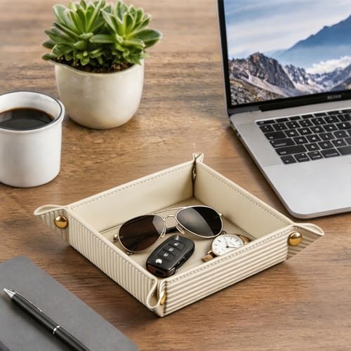 YAPISHI Travel Valet Tray,Foldable PU Leather Catchall Tray,Coin Bowl Dish - Image 6