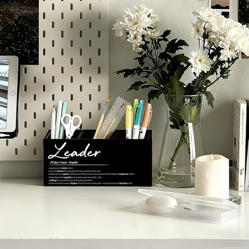 Leader Gifts Pen Pencil Holder for Desk, Thank You Appreciation Gifts for Leaders Boss Manager, Leadership Gift Wooden Box Sign Decorations for Office Workplace Desk Tabletop - Image 2