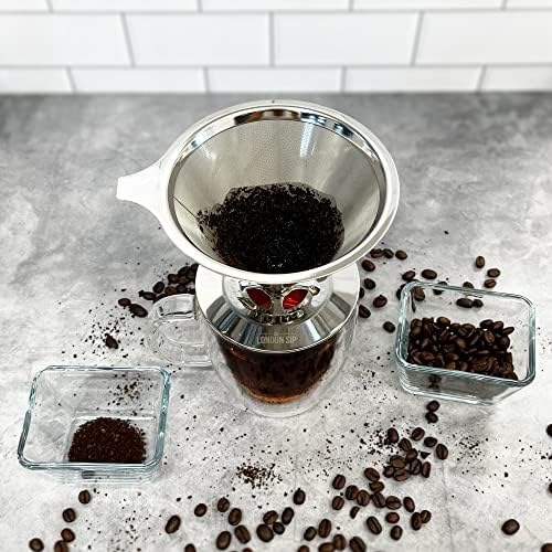 The London Sip Stainless Steel Coffee Dripper Pour Over Coffee Maker, Coffee Slow Brewing Accessories for Home, 1-4 Cup - Image 3
