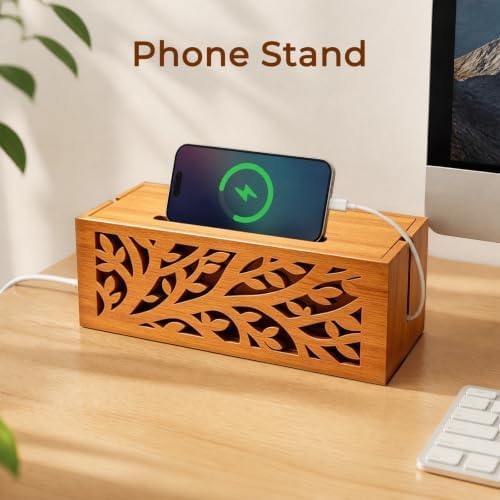 Wood Cable Management Box, Cord Organizer & Decorative Power Strip Cover - Image 6