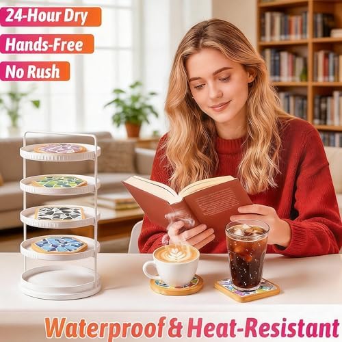 ZAIONE Coaster Crafts Kit for Adults: 6 Sets DIY Mosaic Tiles Coasters with Grout Filler for Mother's Day Drinks Bottle Coffee Mug Home Decor - Image 5