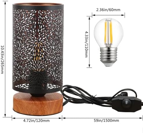Small Industrial Table Lamps Dimmable, Bedside Lamps for Nightstand,End Table Side Desk lamp with Rustic Black Metal Cage Lampshade for Bedroom, Kids Room Living Room 2700K LED Bulb Included - Image 5
